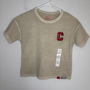 CAT & JACK NEW Oversized Short Sleeve Tee Boys XS 4/5 Tan Captain Embroidered